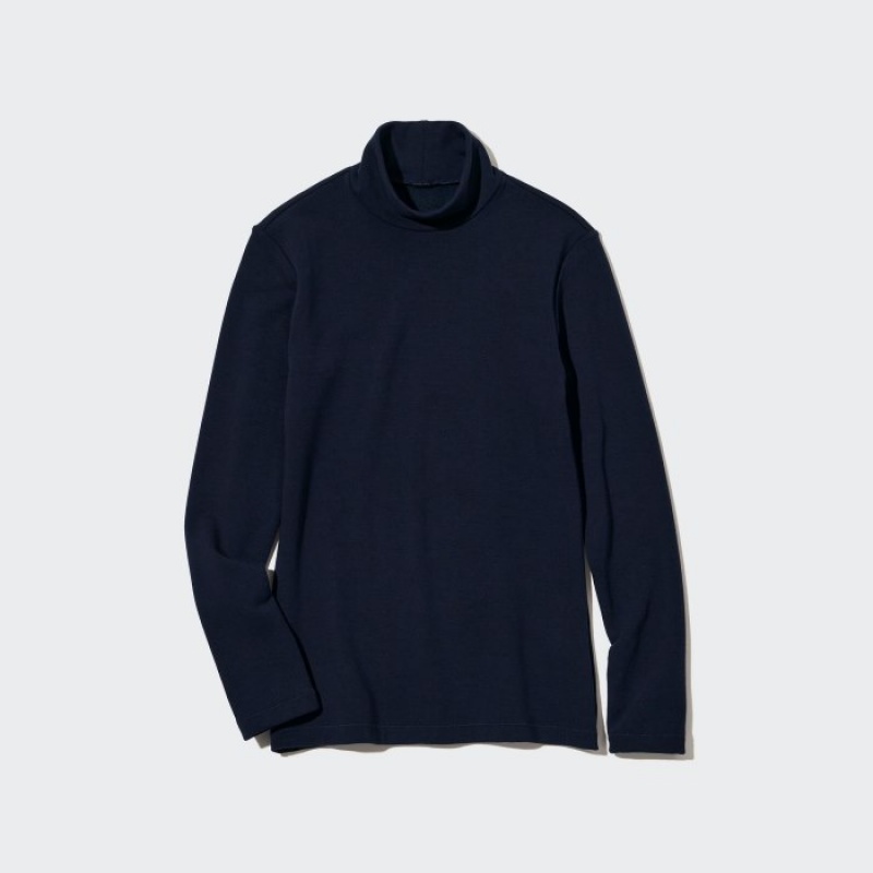 Uniqlo HEATTECH Ultra Warm High Neck T-shirts Dames Donkerblauw | 8322031