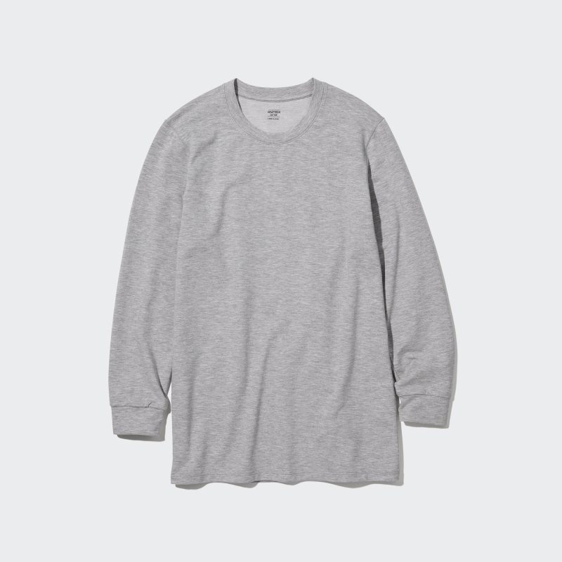 Uniqlo Heattech Cotton Crew Neck Extra Warm T-shirts Heren Grijs | 2517605