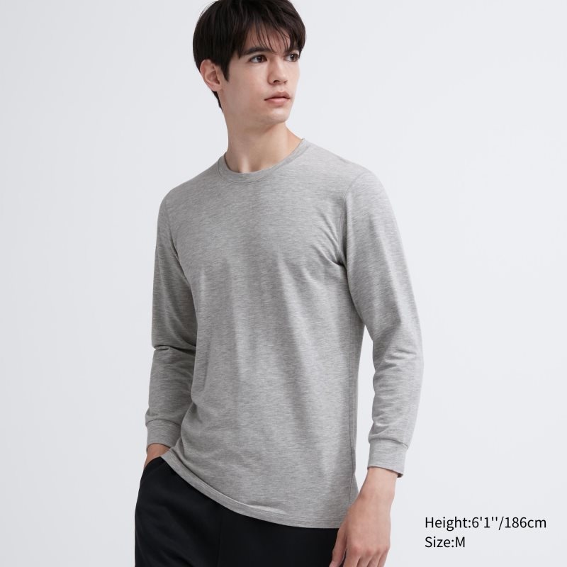 Uniqlo Heattech Cotton Crew Neck Extra Warm T-shirts Heren Grijs | 2517605