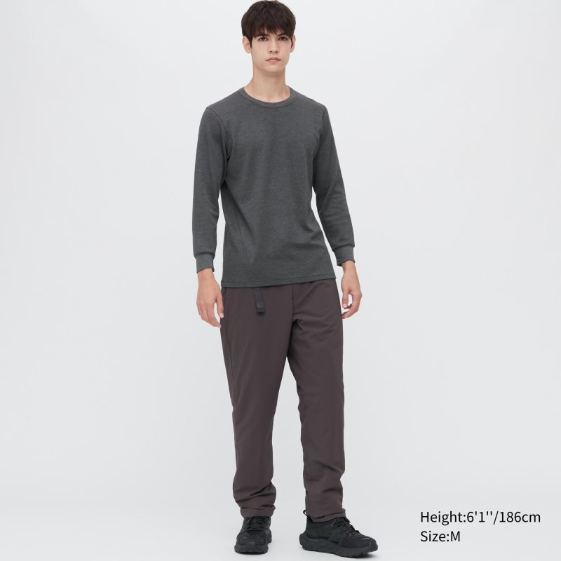 Uniqlo Heattech Cotton Waffle Crew Neck Long-sleeve Extra Warm T-shirts Heren Grijs | 7297973