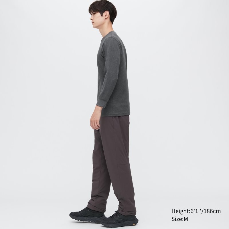 Uniqlo Heattech Cotton Waffle Crew Neck Long-sleeve Extra Warm T-shirts Heren Grijs | 7297973