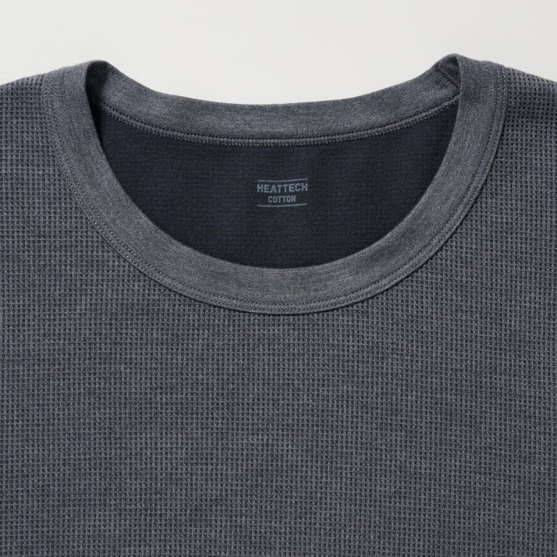 Uniqlo Heattech Cotton Waffle Crew Neck Long-sleeve Extra Warm T-shirts Heren Grijs | 7297973