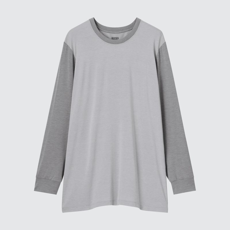 Uniqlo Heattech Crew Neck Long Sleeve T-shirts Heren Grijs | 8283739