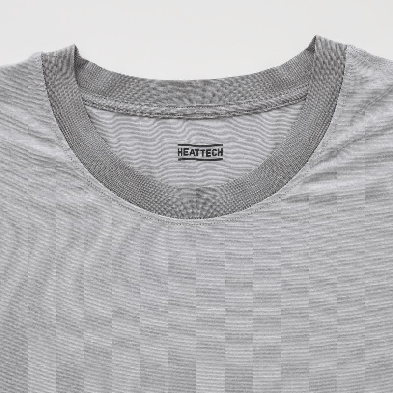 Uniqlo Heattech Crew Neck Long Sleeve T-shirts Heren Grijs | 8283739