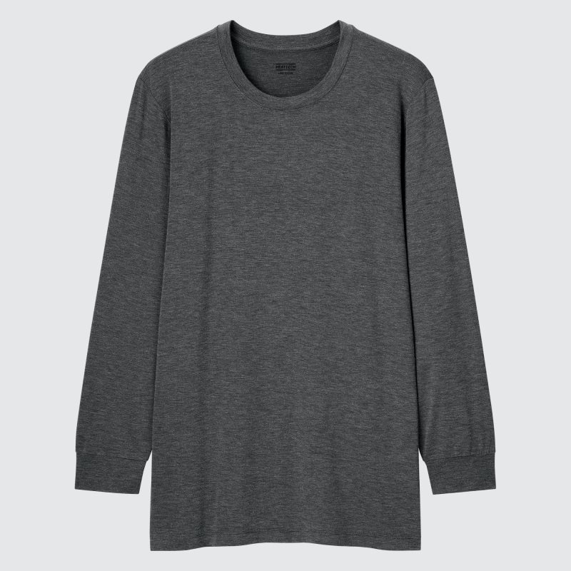 Uniqlo Heattech Crew Neck Long-sleeve T-shirts Heren Grijs | 7250486