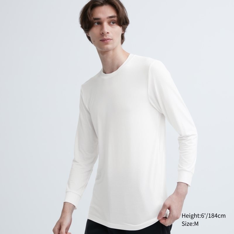 Uniqlo Heattech Crew Neck Long-sleeve T-shirts Heren Wit | 930215