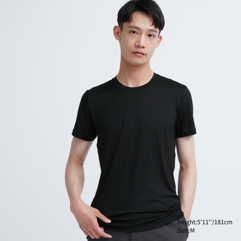 Uniqlo Heattech Crew Neck Short Sleeve T-shirts Heren Zwart | 3024959
