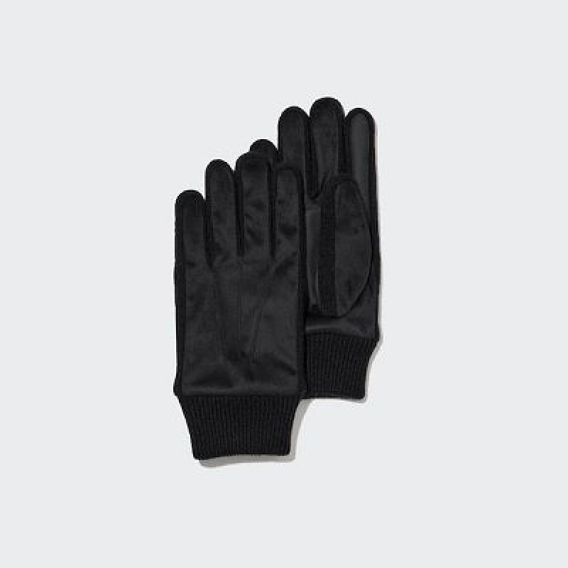 Uniqlo Heattech Lined Faux Suede Handschoenen Dames Zwart | 6630916