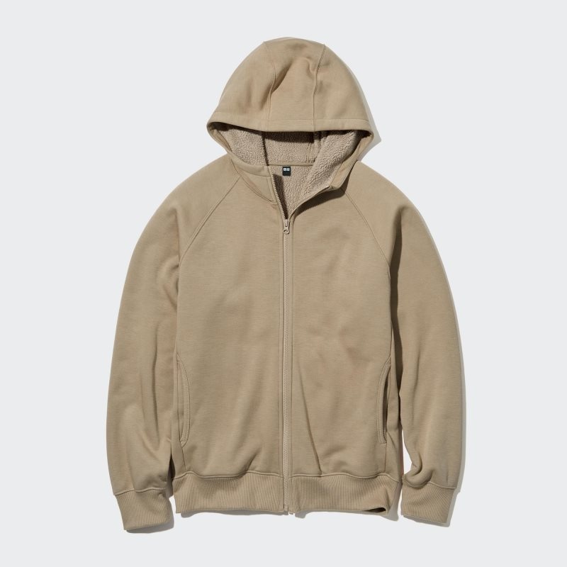 Uniqlo Heattech Pile Lined Sweat Full-zip Hoodie Heren Khaki | 2885710