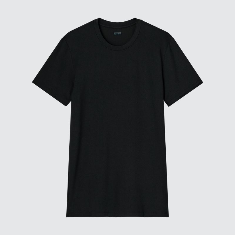 Uniqlo Heattech Short Sleeve T-shirts Heren Zwart | 3705212