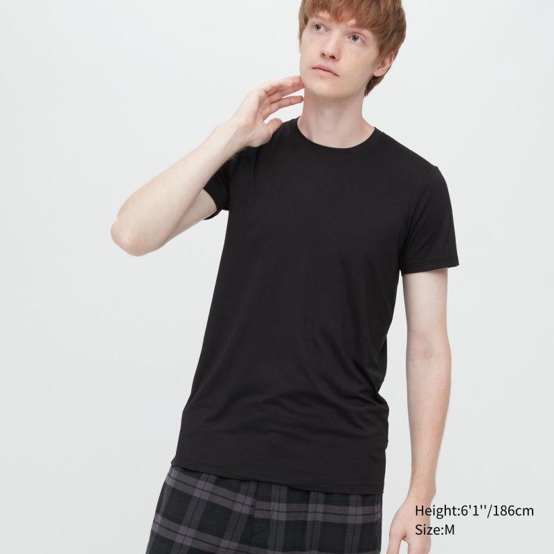 Uniqlo Heattech Short Sleeve T-shirts Heren Zwart | 3705212