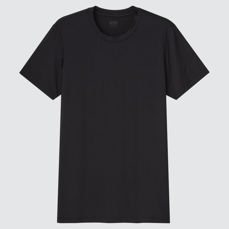 Uniqlo Heattech Short-sleeve T-shirts Heren Zwart | 5493879