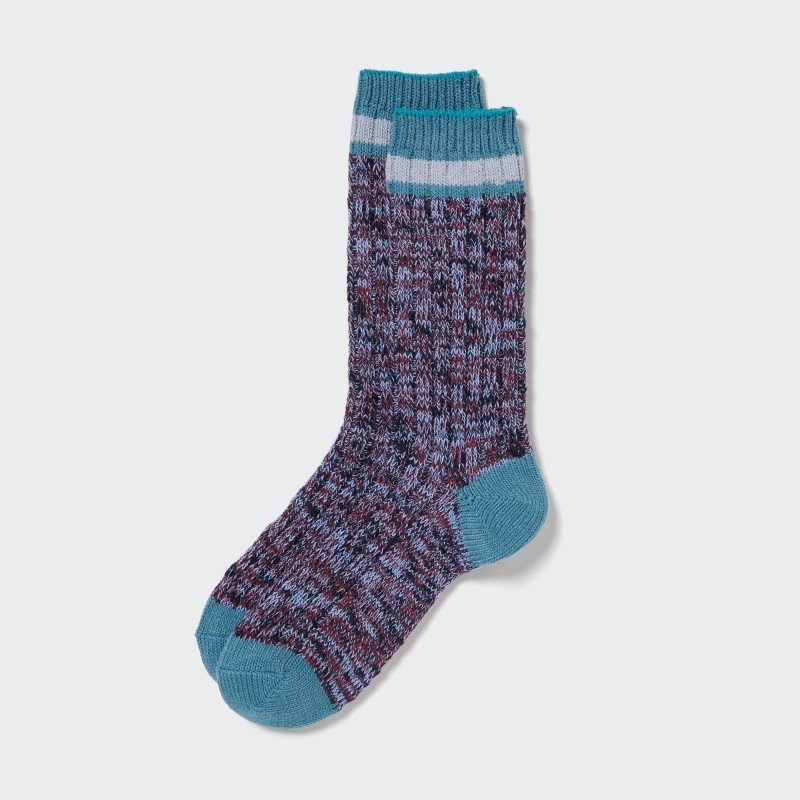 Uniqlo Heattech Slub Ribbed Sokken Heren Blauw | 5061383