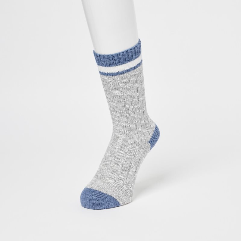 Uniqlo Heattech Slub Ribbed Sokken Heren Grijs | 9335236