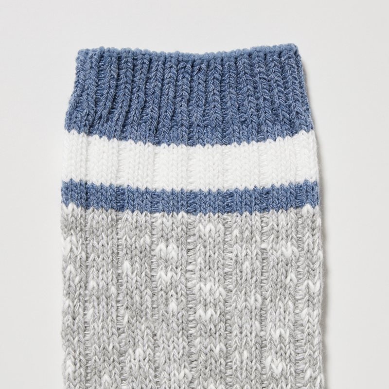 Uniqlo Heattech Slub Ribbed Sokken Heren Grijs | 9335236