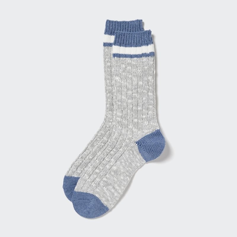 Uniqlo Heattech Slub Ribbed Sokken Heren Grijs | 9335236