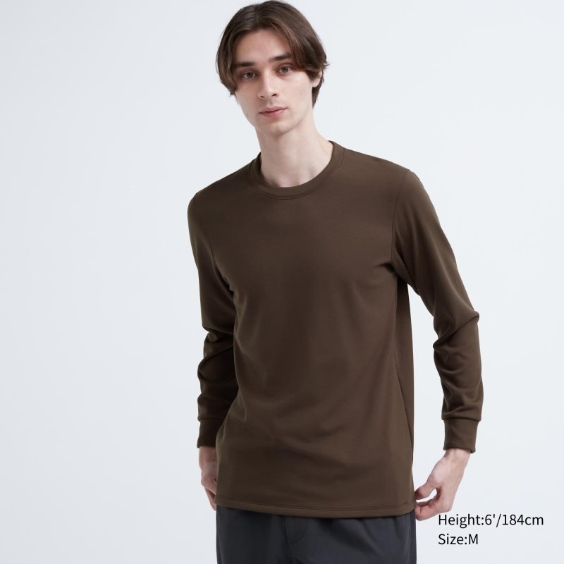 Uniqlo Heattech Ultra Warm Crew Neck T-shirts Heren Bruin | 7013788