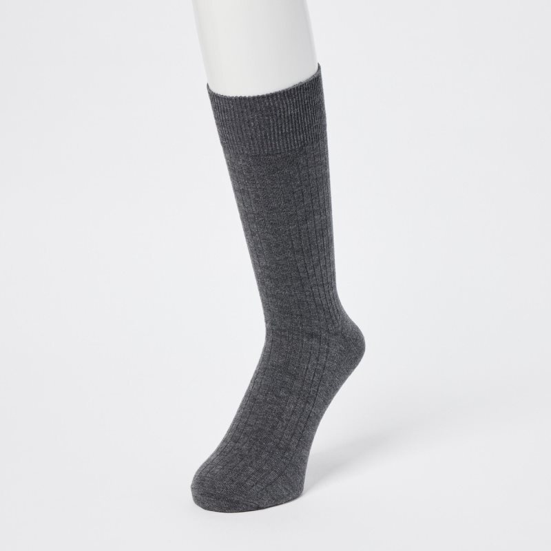 Uniqlo Heattech Wide Ribbed Sokken Heren Grijs | 3073391