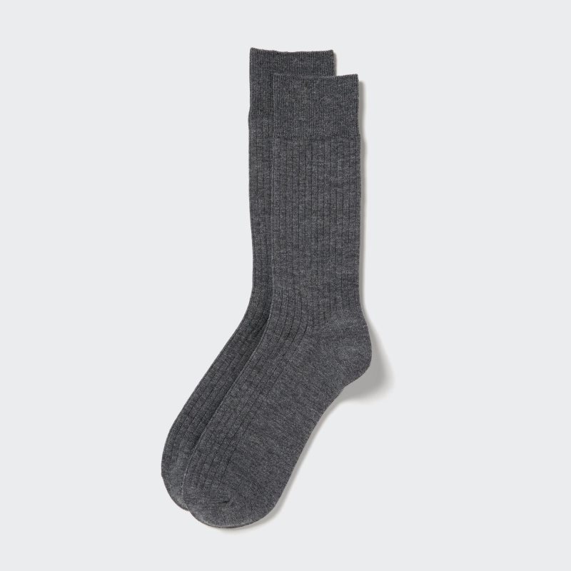 Uniqlo Heattech Wide Ribbed Sokken Heren Grijs | 3073391