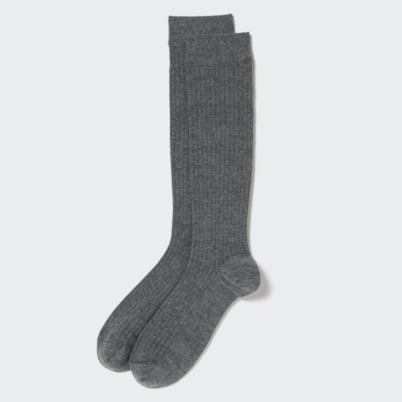 Uniqlo Heattech Wide-ribbed Knee-high Sokken Heren Grijs | 7177194