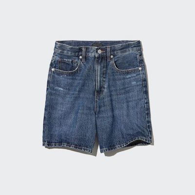 Uniqlo High-Rise Denim Korte Broek Dames Blauw | 1927283