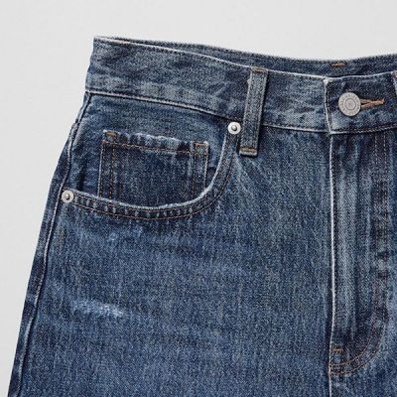 Uniqlo High-Rise Denim Korte Broek Dames Blauw | 1927283