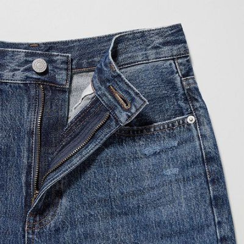 Uniqlo High-Rise Denim Korte Broek Dames Blauw | 1927283
