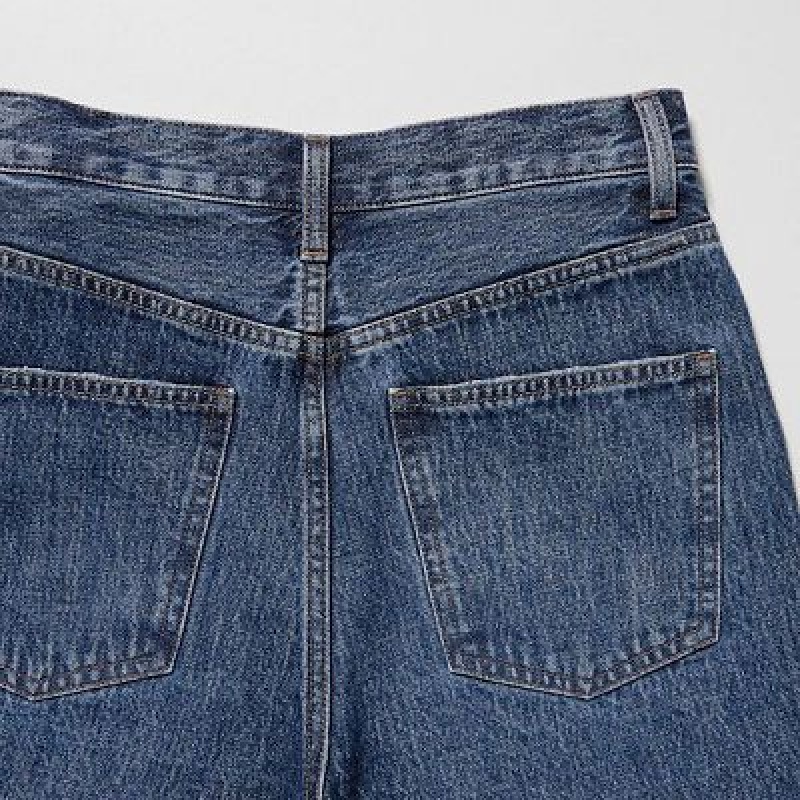 Uniqlo High-Rise Denim Korte Broek Dames Blauw | 1927283