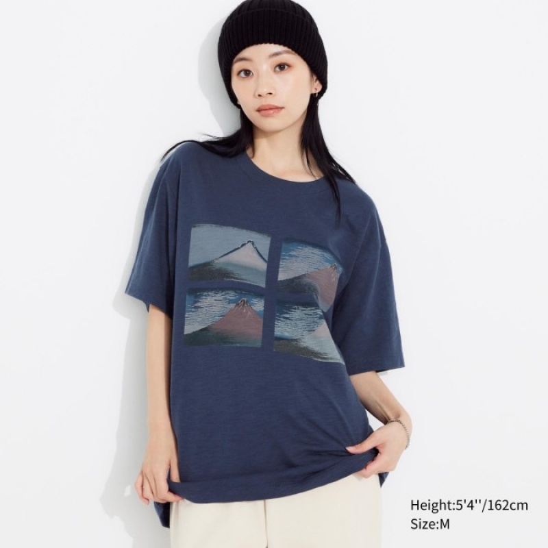 Uniqlo Hokusai UT Short Sleeve T-shirts Dames Blauw | 9143594