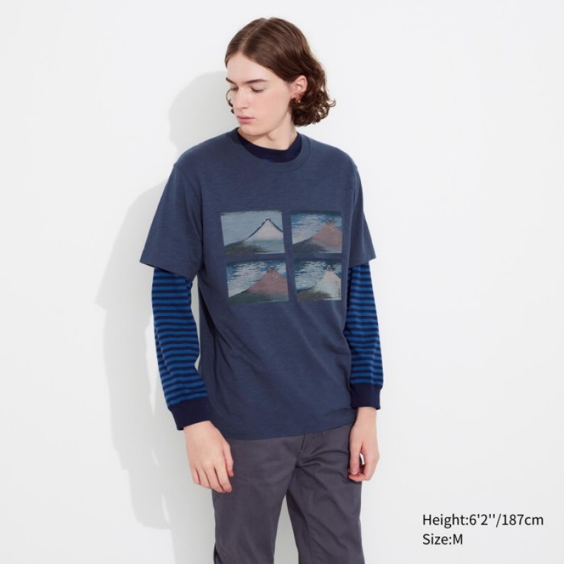 Uniqlo Hokusai UT Short Sleeve T-shirts Dames Blauw | 9143594