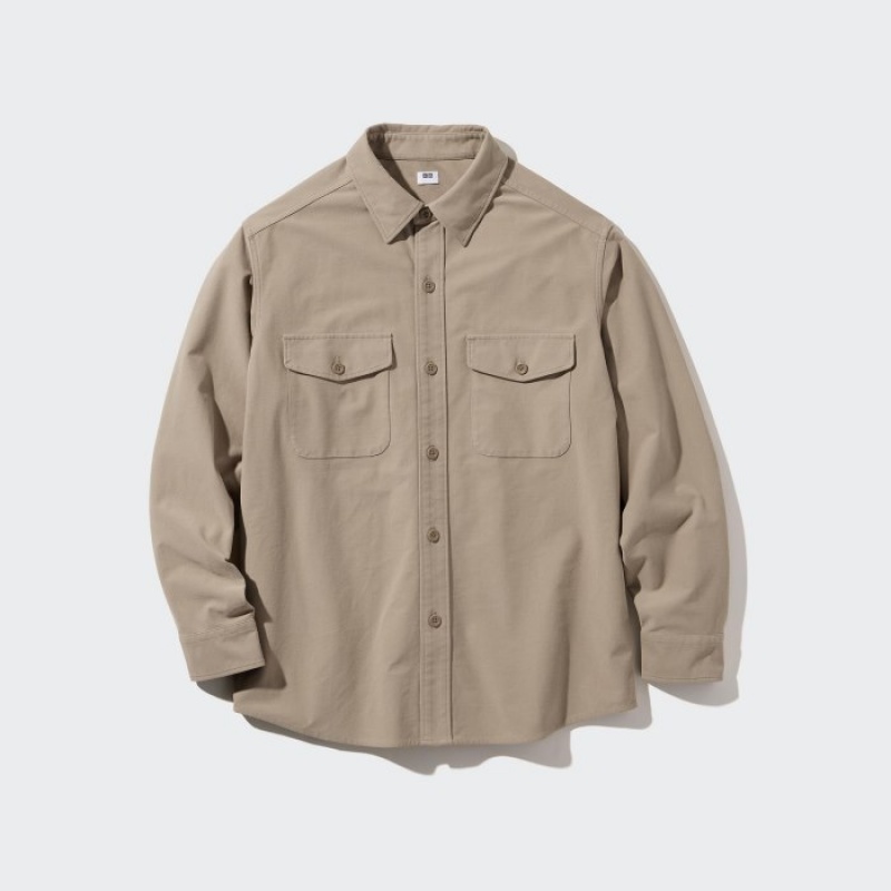 Uniqlo Jersey Overhemd Dames Beige | 3849927