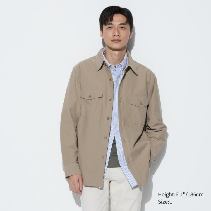 Uniqlo Jersey Overhemd Dames Beige | 3849927