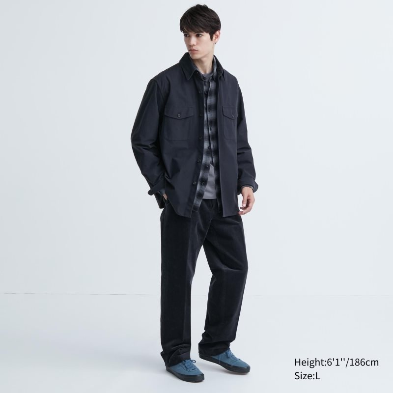 Uniqlo Jersey Utility Long-sleeve Overshirt Overhemd Heren Donkerblauw | 8805486