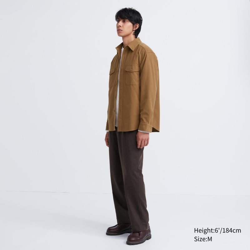 Uniqlo Jersey Utility Long-sleeve Overshirt Overhemd Heren Donkerblauw | 8805486