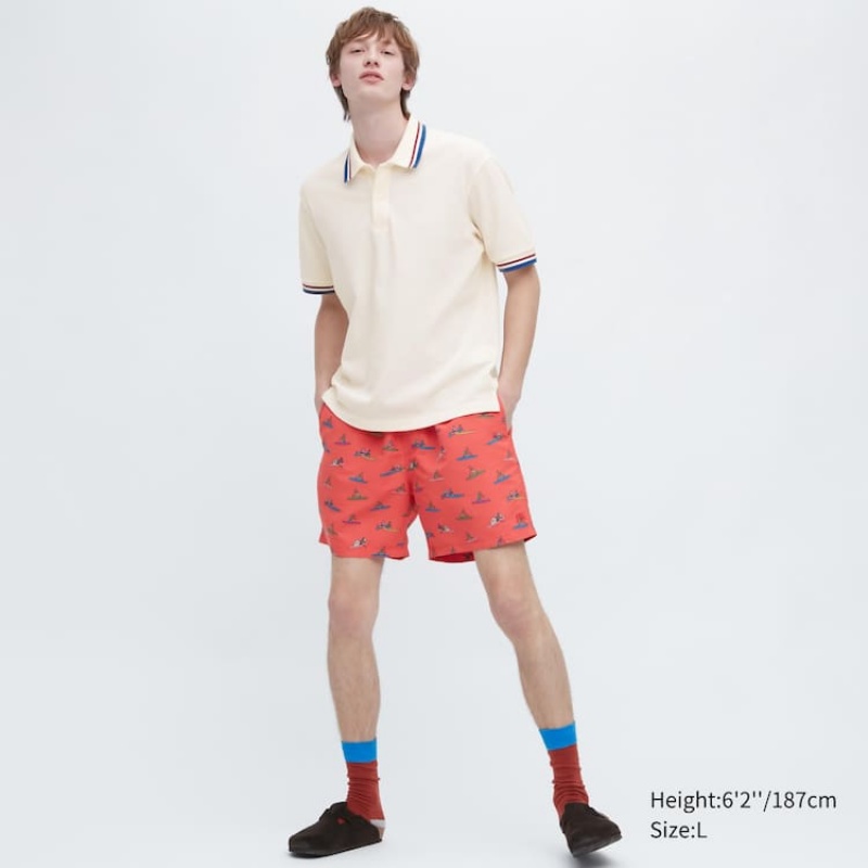 Uniqlo Jw Anderson Rowing Print Active Utility Korte Broek Heren Rood | 9632409