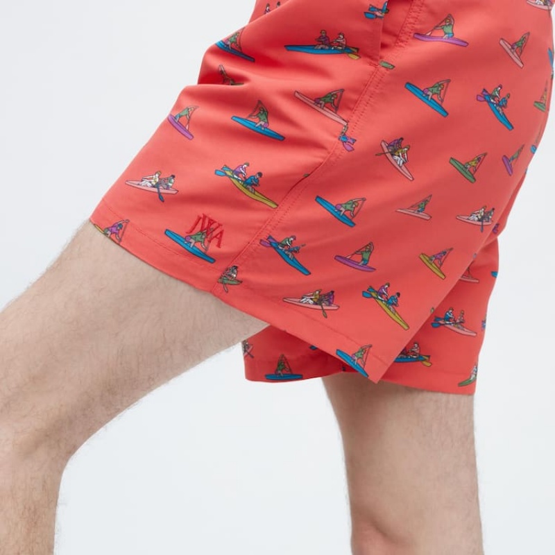 Uniqlo Jw Anderson Rowing Print Active Utility Korte Broek Heren Rood | 9632409