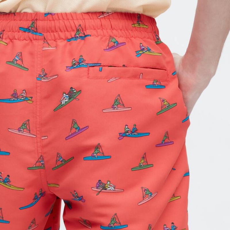 Uniqlo Jw Anderson Rowing Print Active Utility Korte Broek Heren Rood | 9632409
