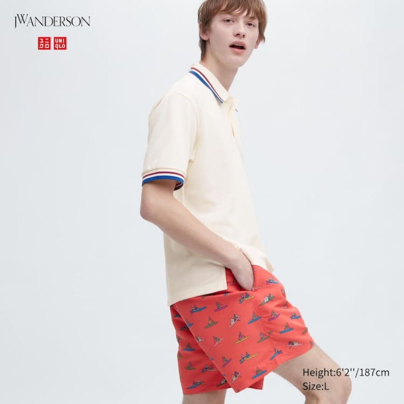 Uniqlo Jw Anderson Rowing Print Active Utility Korte Broek Heren Rood | 9632409