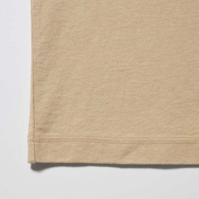 Uniqlo L.A. Eats Ut Oversized Short-sleeve Graphic Katsu Sando T-shirts Heren Beige | 3567862