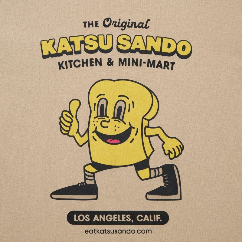 Uniqlo L.A. Eats Ut Oversized Short-sleeve Graphic Katsu Sando T-shirts Heren Beige | 3567862