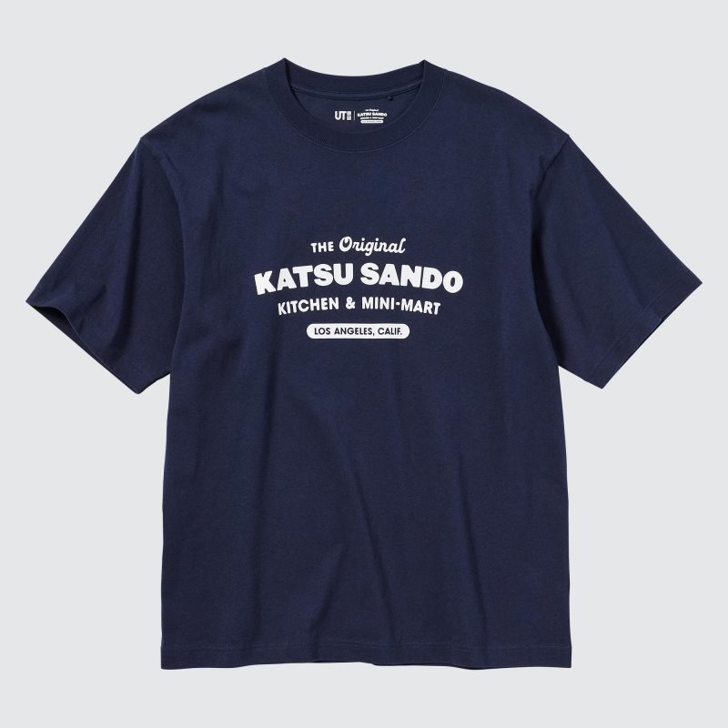 Uniqlo L.A. Eats Ut Oversized Short-sleeve Graphic Katsu Sando T-shirts Heren Donkerblauw | 9424353