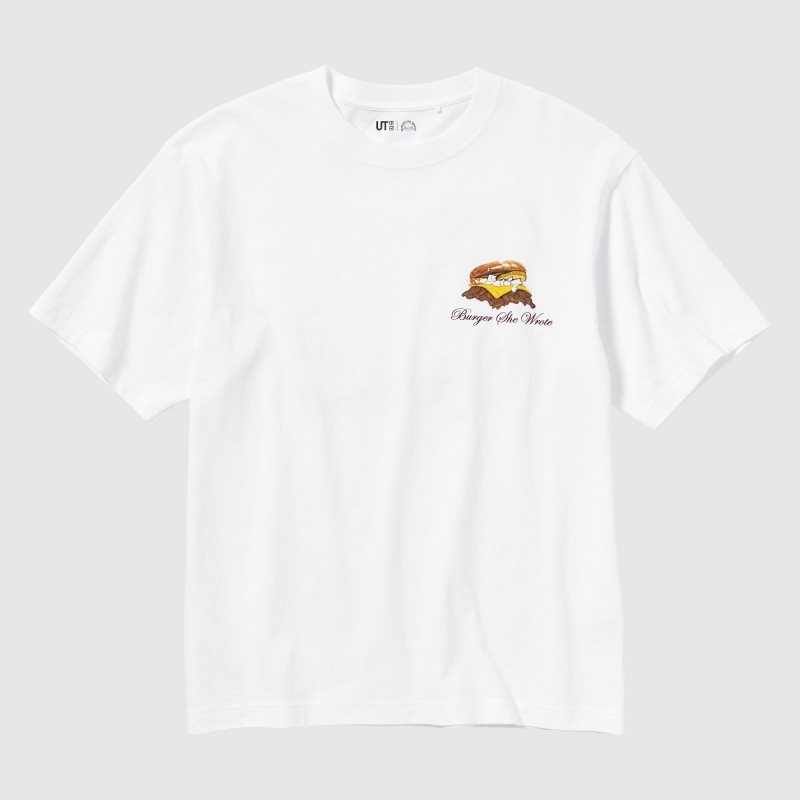 Uniqlo L.A. Eats Ut Oversized Short-sleeve Graphic Burger She Wrote T-shirts Heren Wit | 4179607