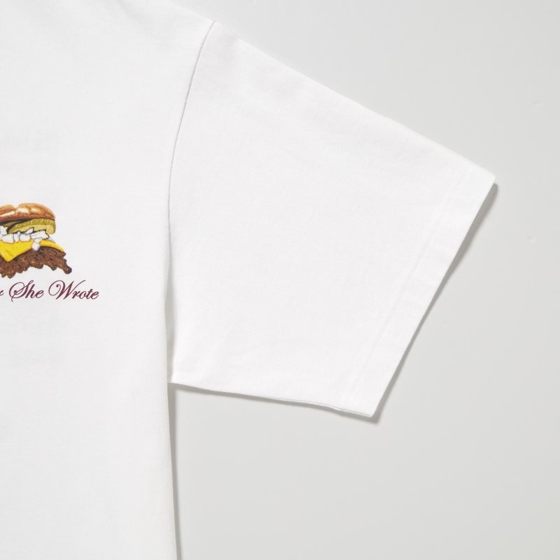 Uniqlo L.A. Eats Ut Oversized Short-sleeve Graphic Burger She Wrote T-shirts Heren Wit | 4179607