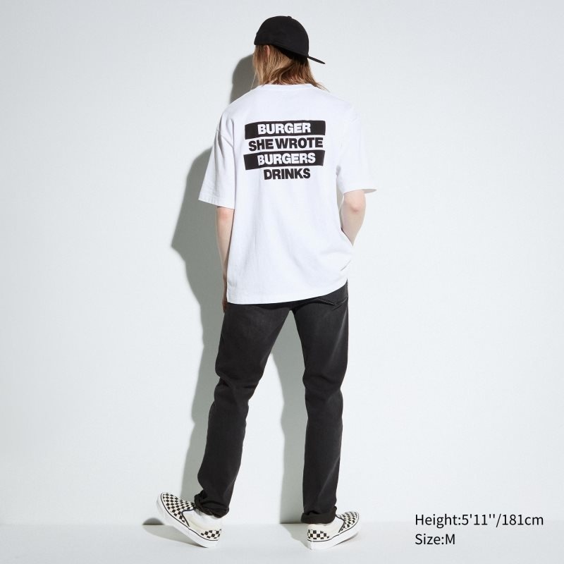 Uniqlo L.A. Eats Ut Oversized Short-sleeve Graphic Burger She Wrote T-shirts Heren Wit | 9030963