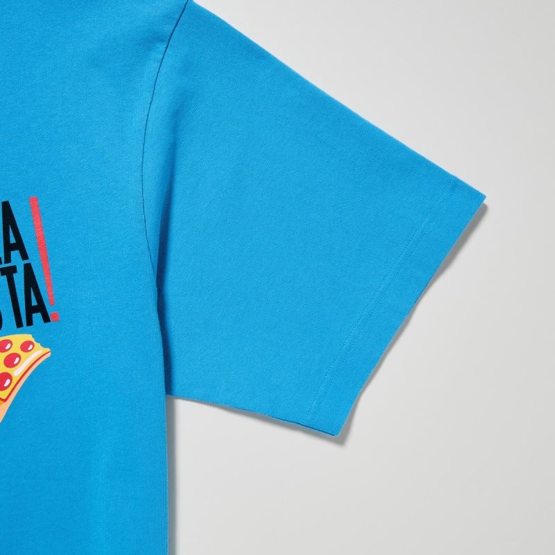 Uniqlo L.A. Eats Ut Oversized Short-sleeve Graphic Pizzanista! T-shirts Heren Blauw | 9704009