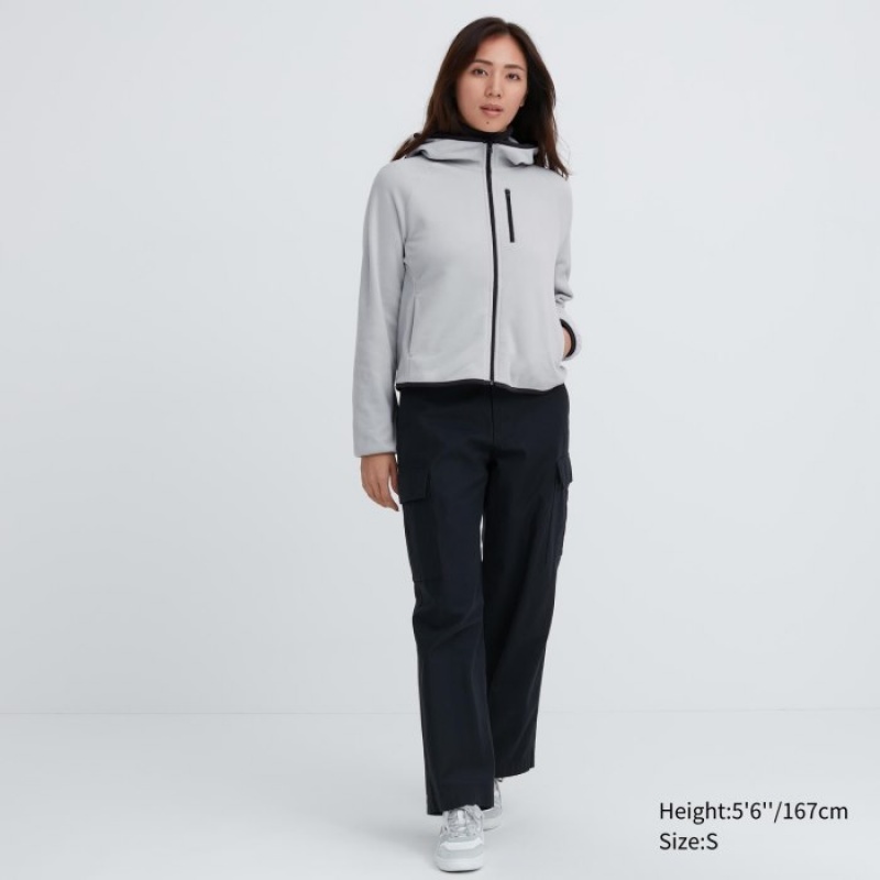 Uniqlo Light Fleece Full-Zip Hoodie Dames Grijs | 4386975