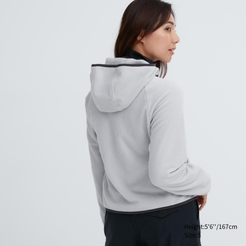Uniqlo Light Fleece Full-Zip Hoodie Dames Grijs | 4386975