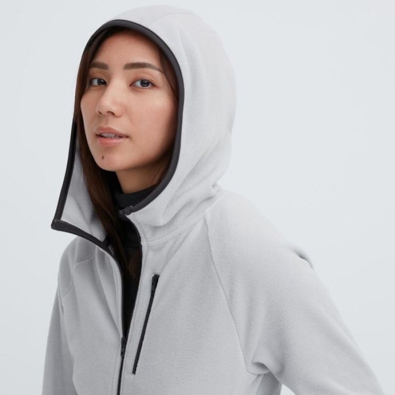 Uniqlo Light Fleece Full-Zip Hoodie Dames Grijs | 4386975