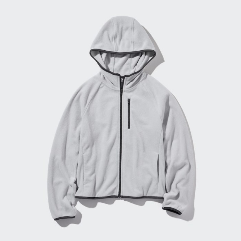 Uniqlo Light Fleece Full-Zip Hoodie Dames Grijs | 4386975