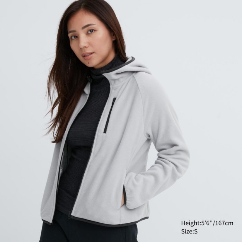 Uniqlo Light Fleece Full-Zip Hoodie Dames Grijs | 4386975